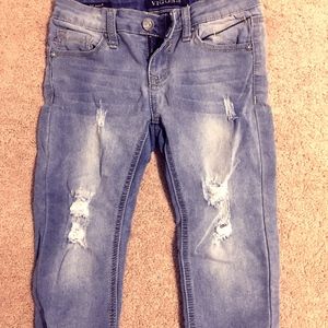 kids light blue, ripped jeans